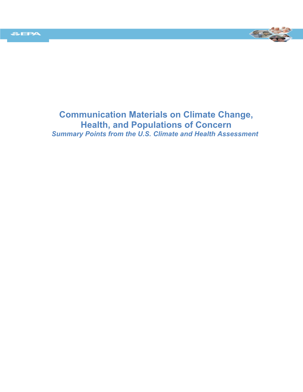 Communication Materials on Climate Change, Health, and Populations of Concern