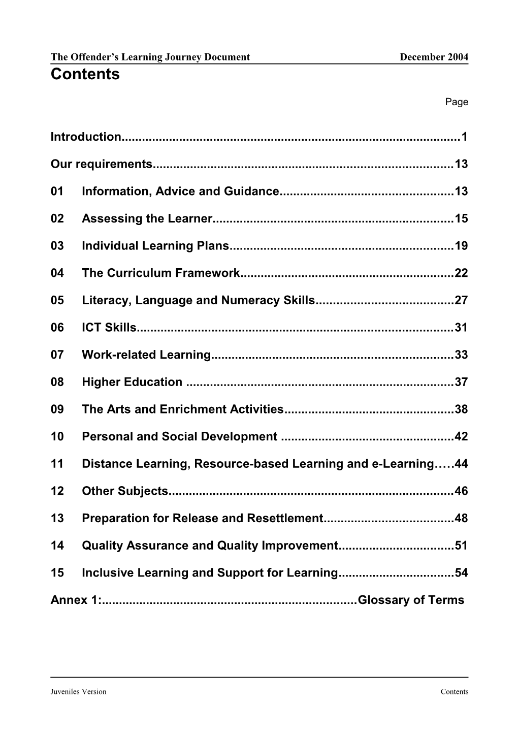 The Specification for Learning and Skils Relating to Juveniles in HMPS Prisons in England
