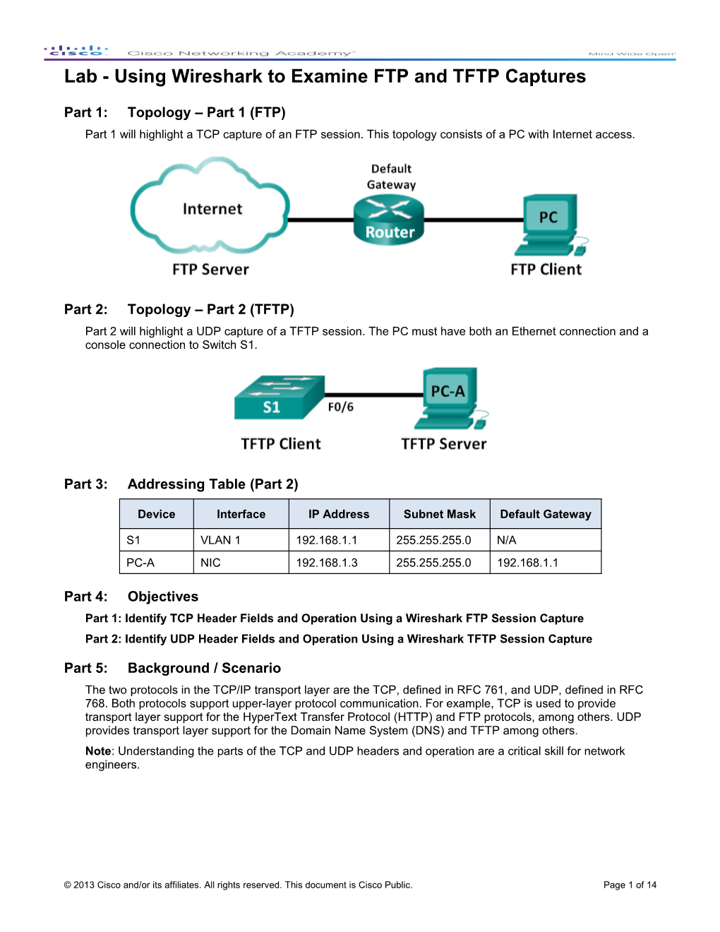 Lab - Using Wireshark to Examine FTP and TFTP Captures