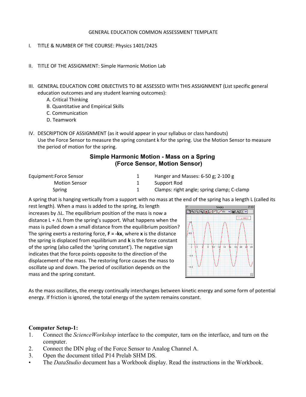 General Education Common Assessment Template