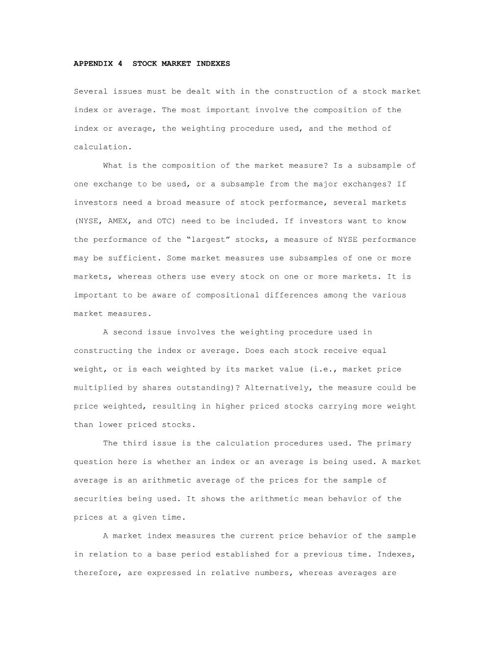 Appendix 4 Stock Market Indexes