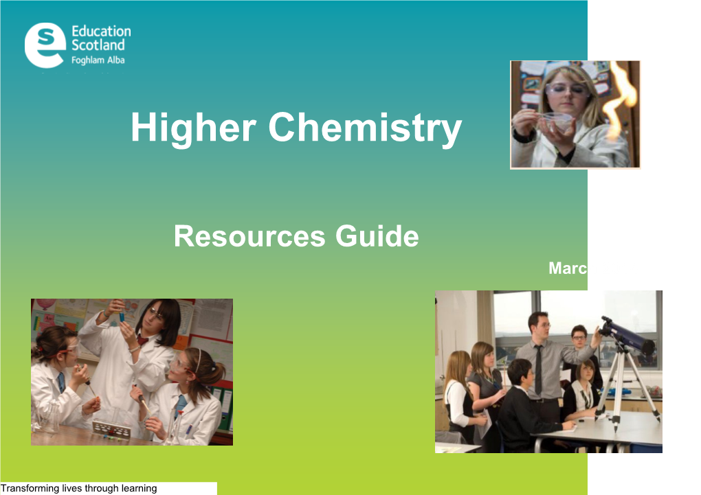 Higher Chemistry- Resources Guide