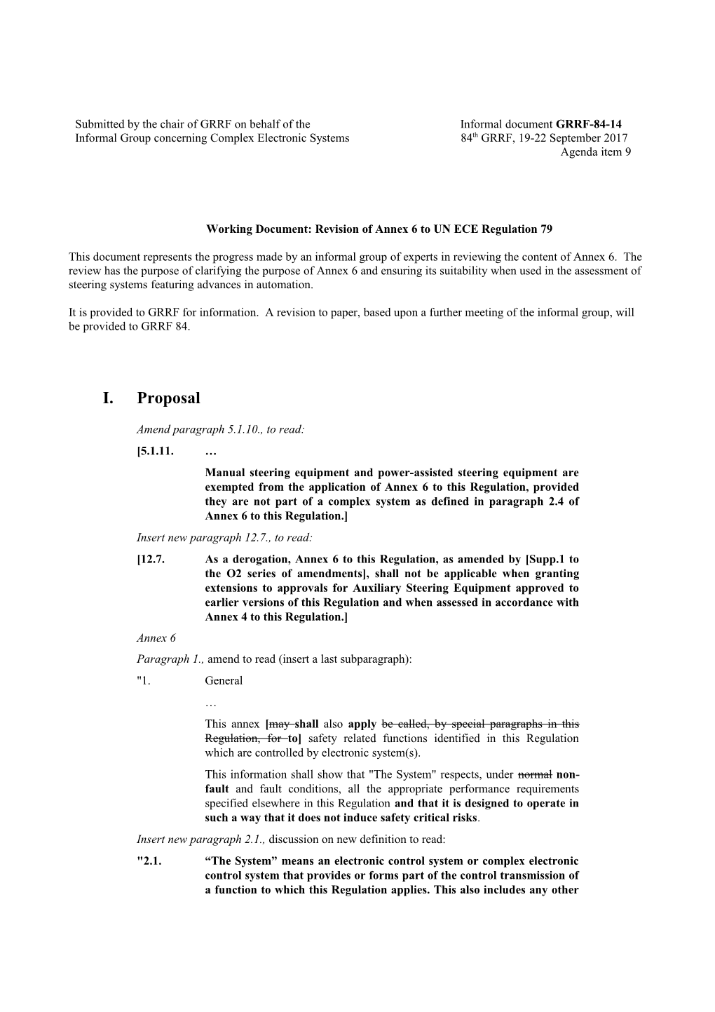 Working Document: Revision of Annex 6 to UN ECE Regulation 79