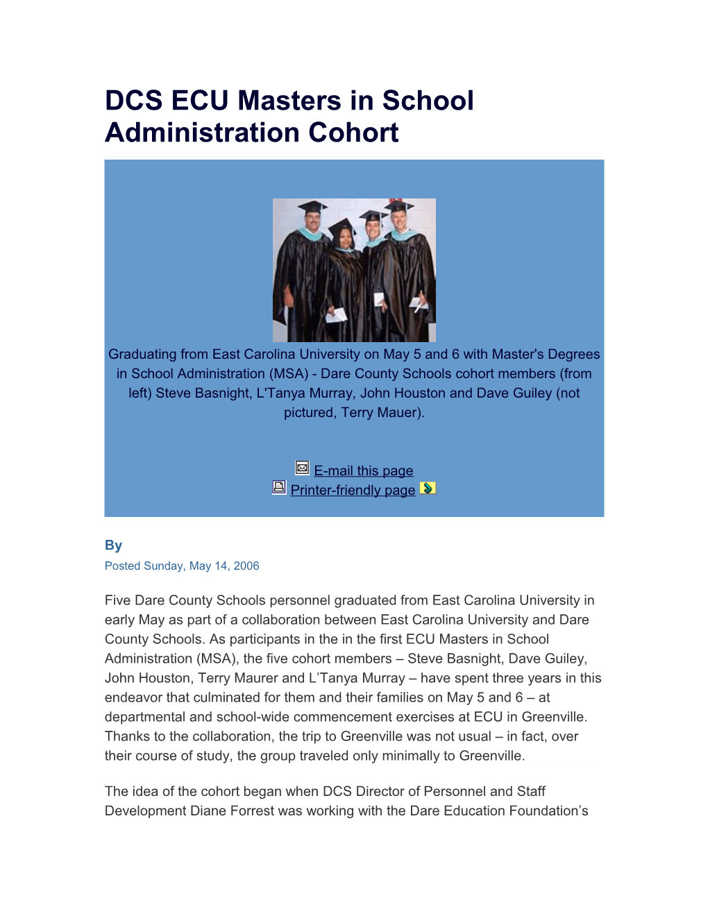 DCS ECU Masters in School Administration Cohort