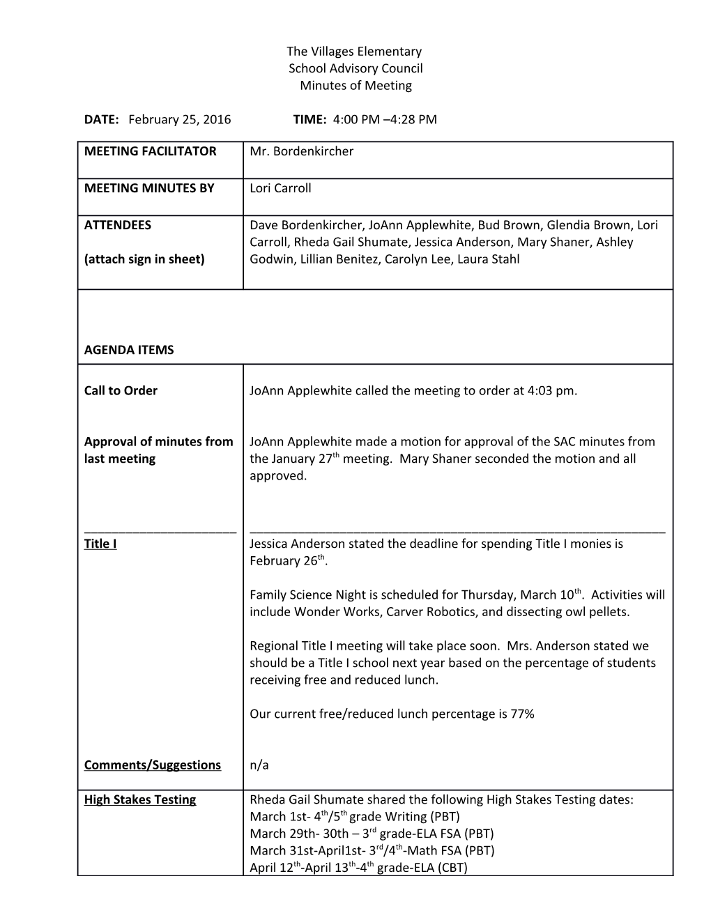 VELL SY15 School Recognition Bonus Plan