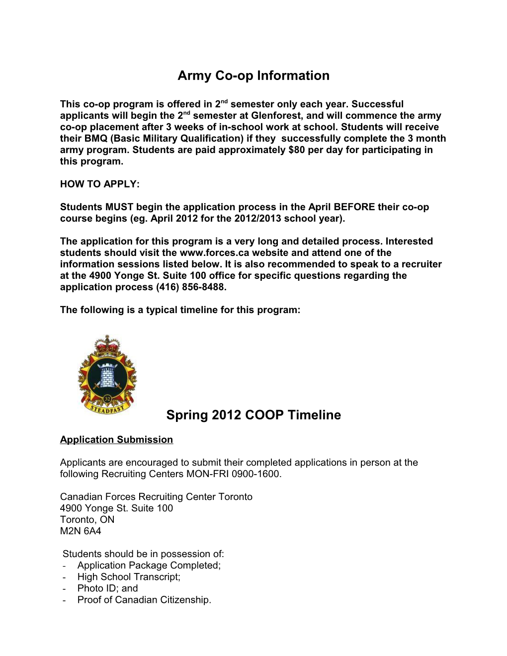 Army Co-Op Information