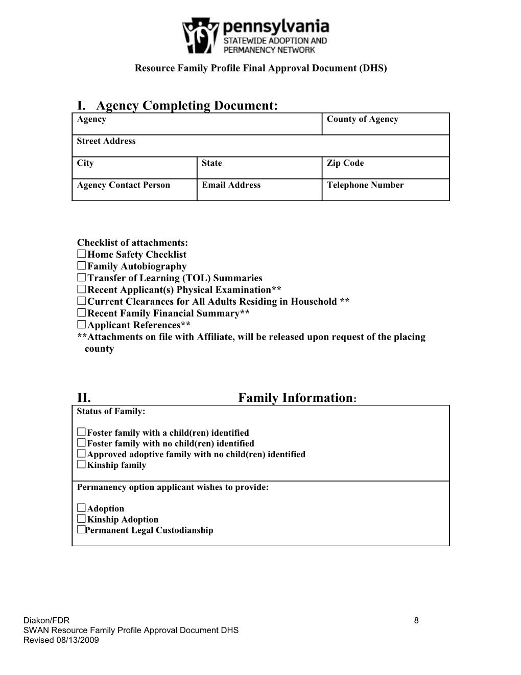 Resource Family Profile Final Approval Document (DHS)
