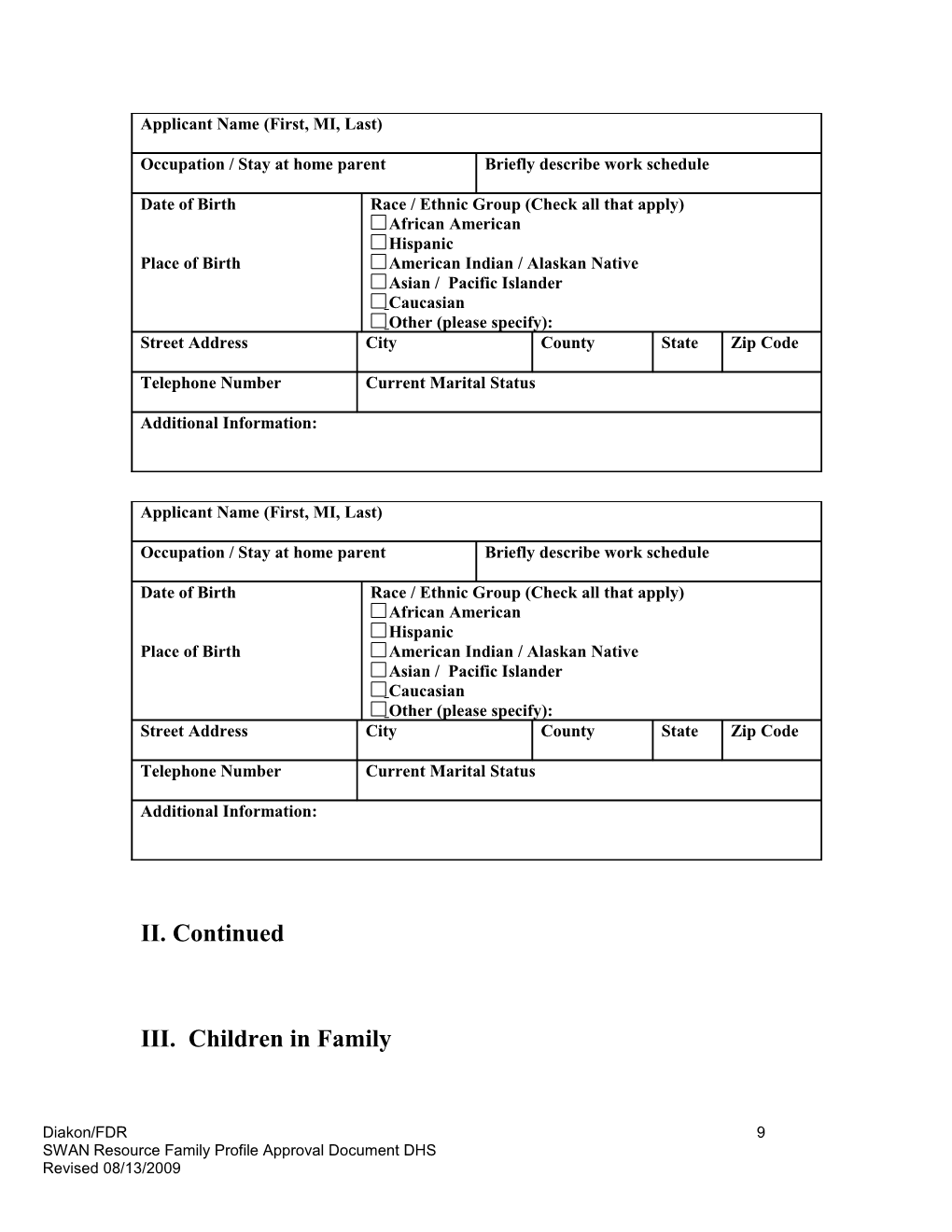 Resource Family Profile Final Approval Document (DHS)