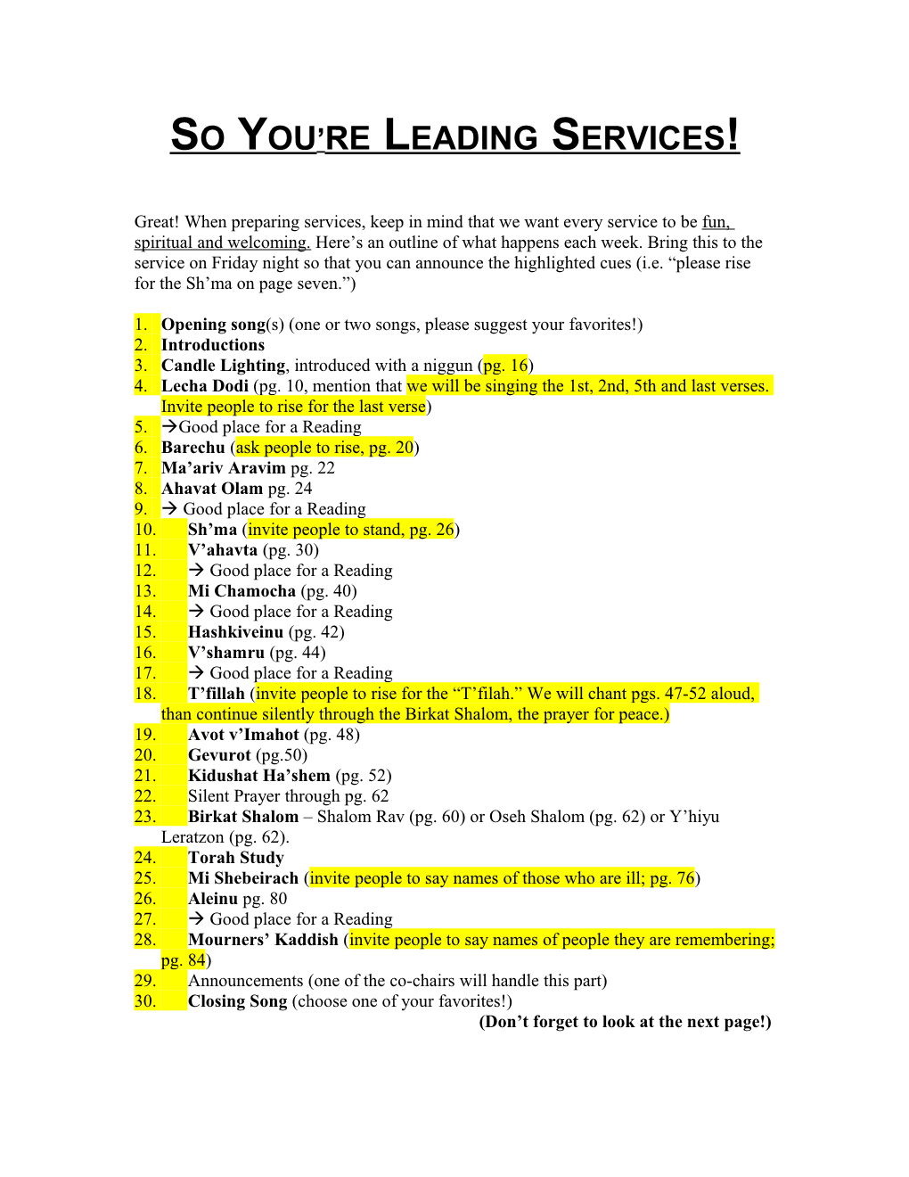 So You Re Leading Services