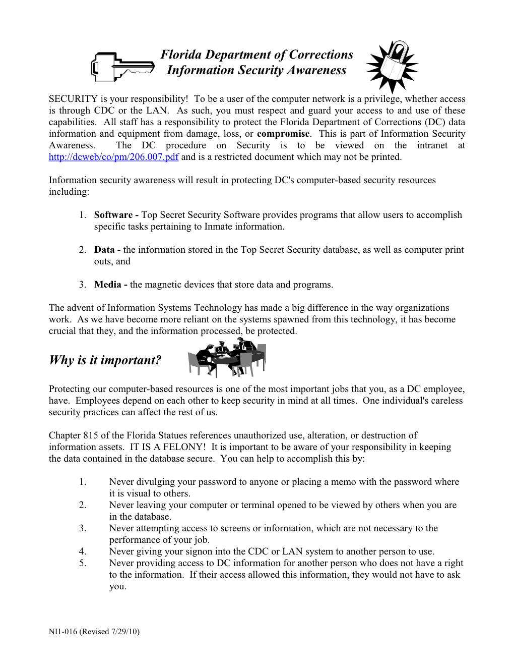 NI1-016 Information Security Awareness (Revised 7/29/10)