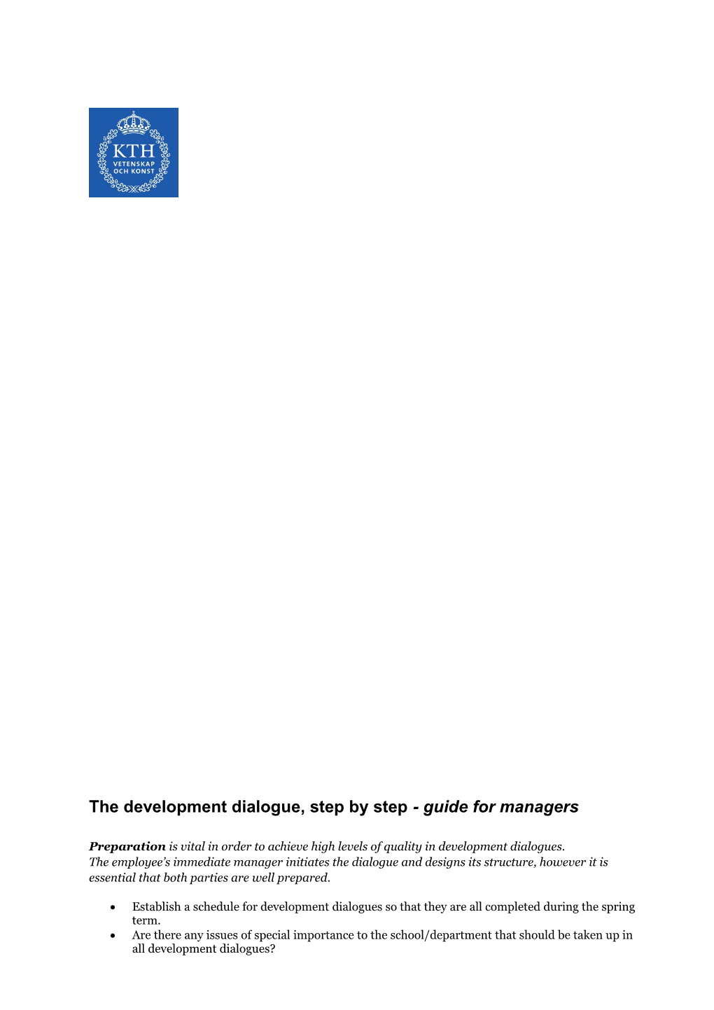 The Development Dialogue, Step by Step - Guide for Managers