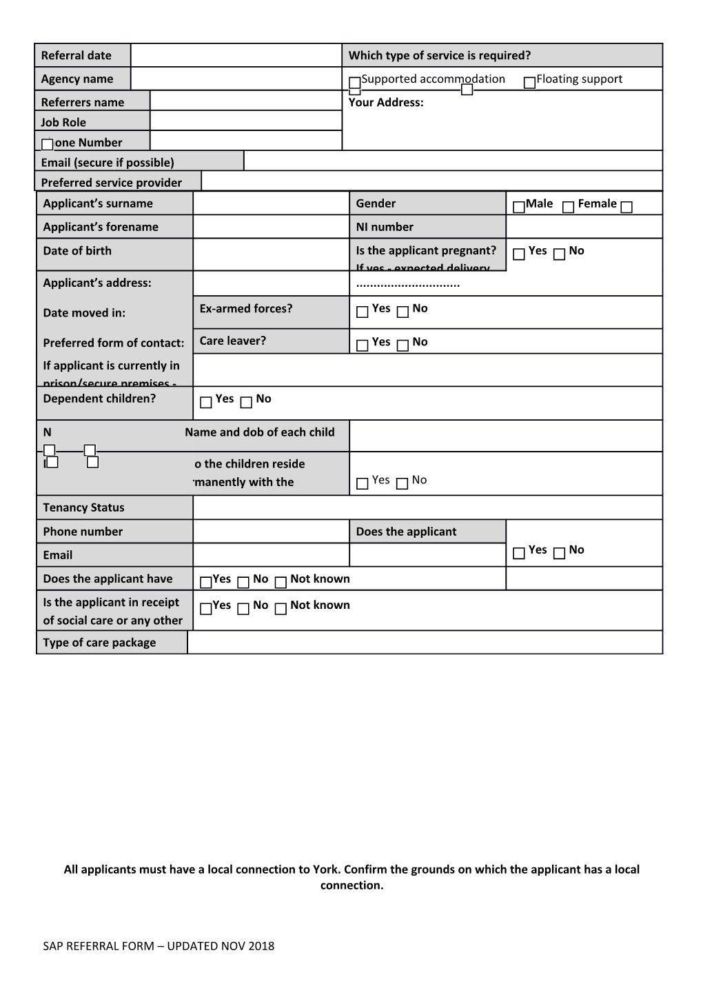 Single Access Point Referral Form