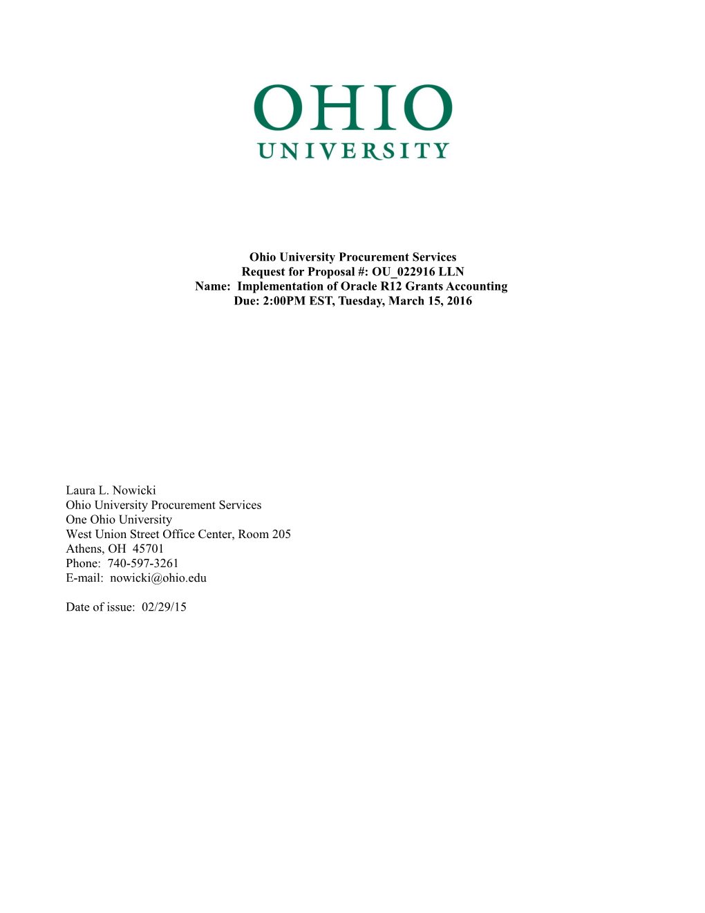 Ohio University Procurement Services