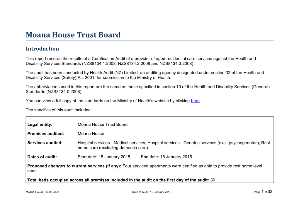 Moana House Trust Board