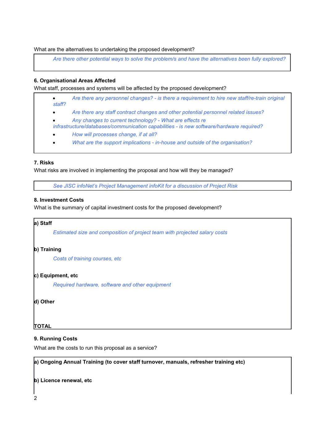 Business Case Template I1