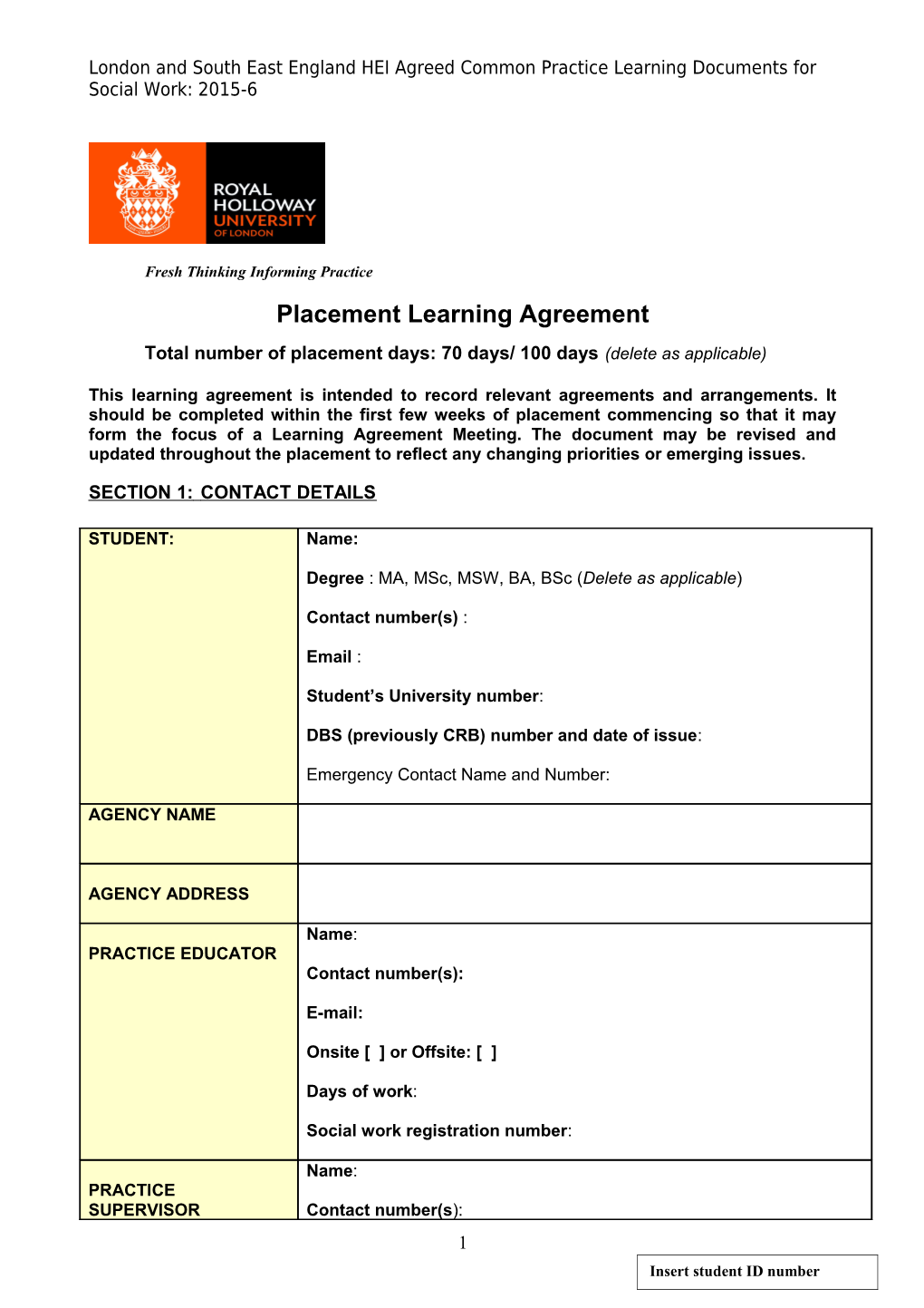 Fresh Thinking Informing Practice