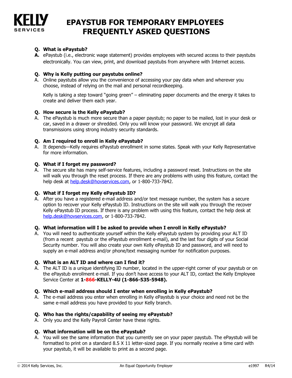 Epaystubs for Temporary Employees Frequently Asked Questions (E1997)