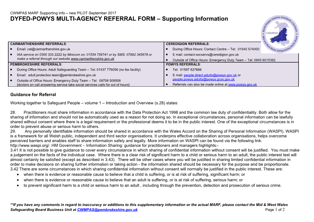 Dyfed Powys Inter Agency Referral Form