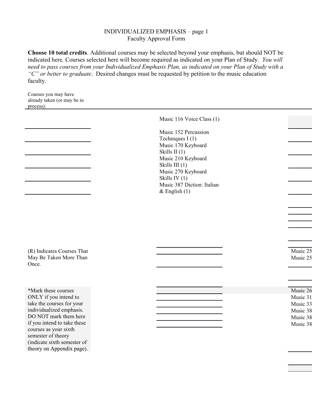 INDIVIDUALIZED EMPHASIS Page 1