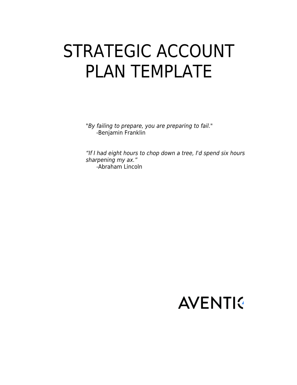 Strategic Account Plan Template