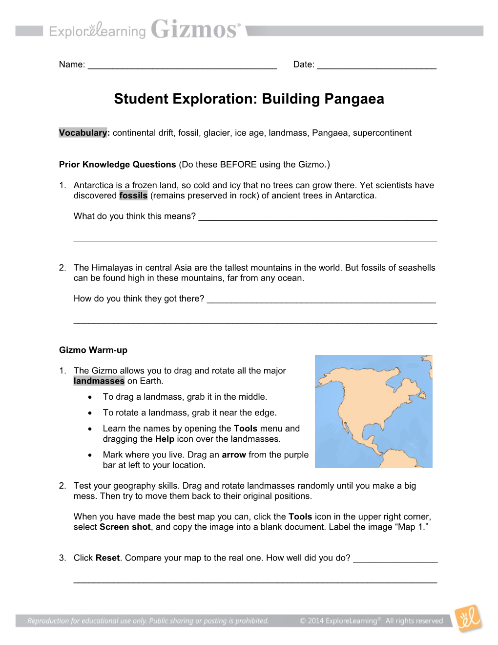 Student Exploration: Building Pangaea