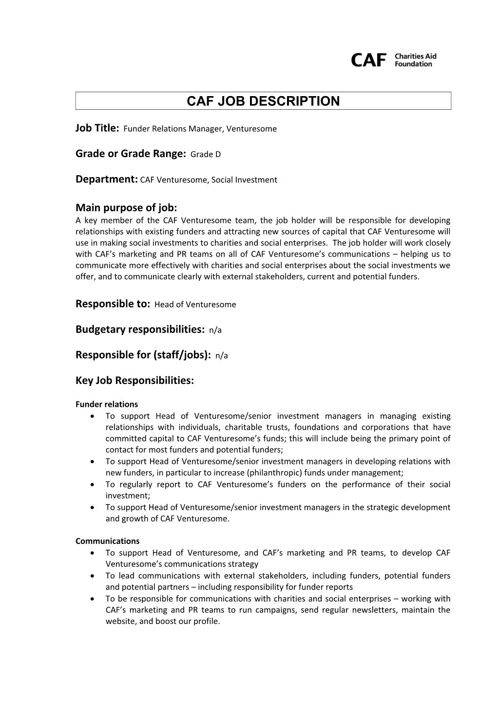 Investment Manager - Job Spec