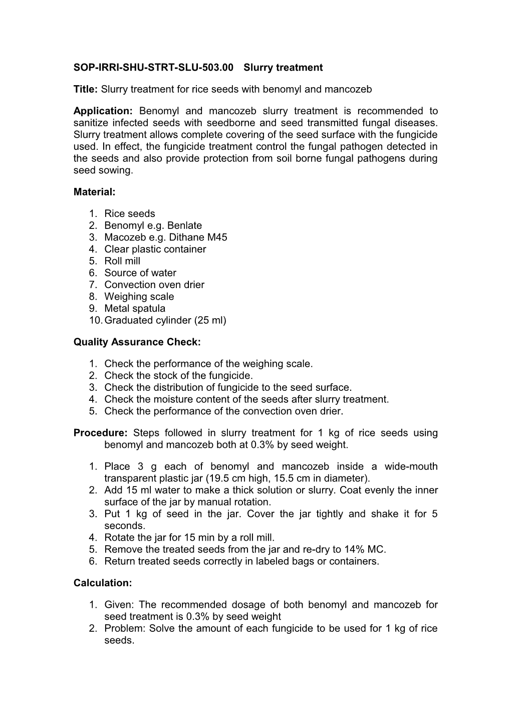 SOP-IRRI-SHU-STRT-SLU-503.00Slurry Treatment