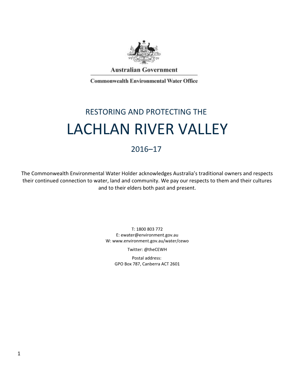 Restoring and Protecting the Lachlan River Valley 2016-17