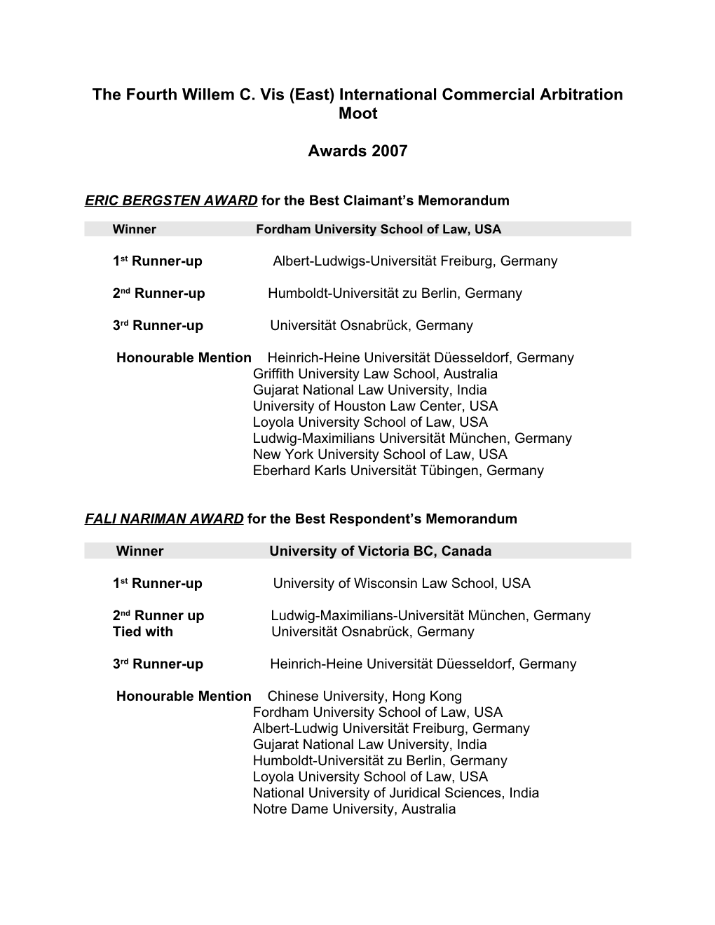 The Fourth Willem C. Vis (East) International Commercial Arbitration Moot