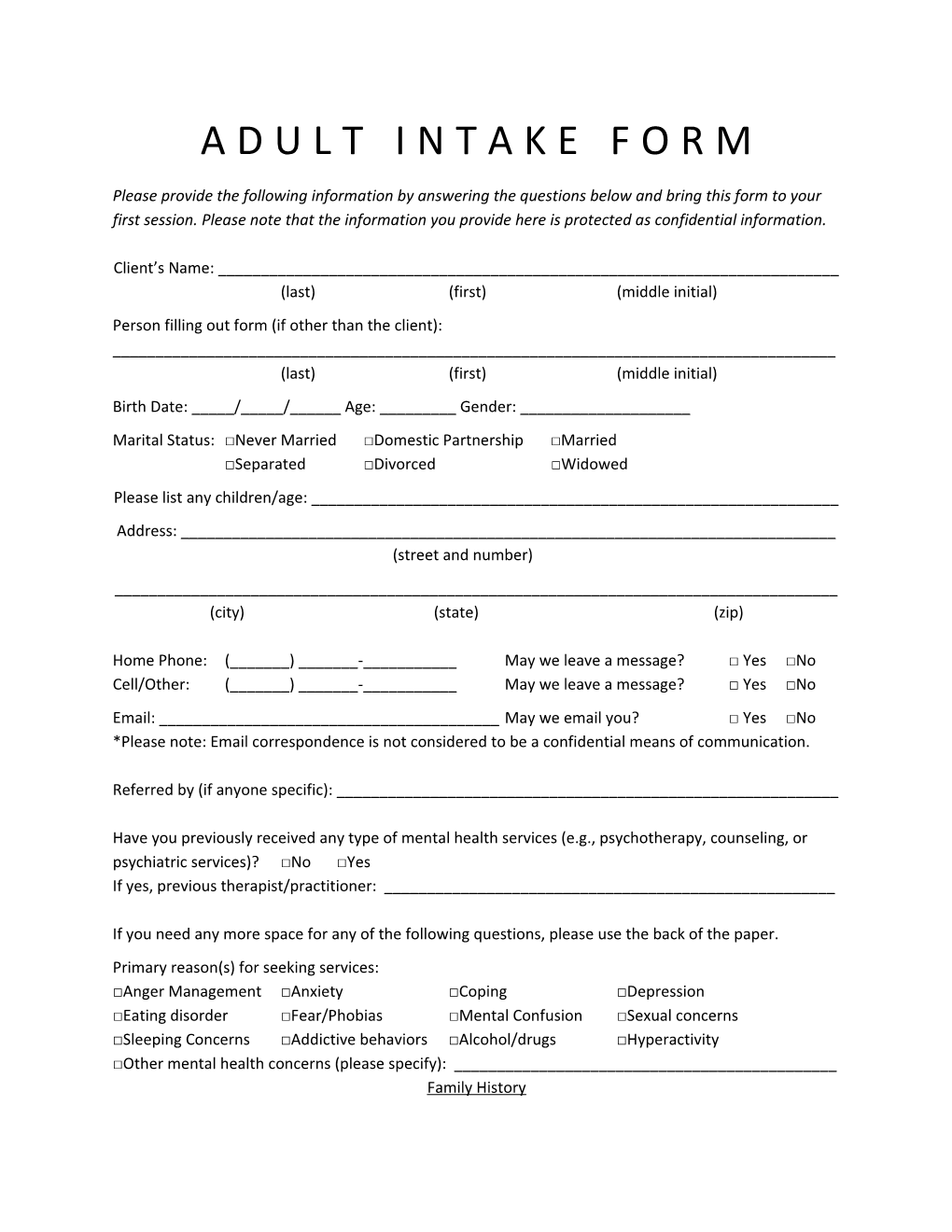 Person Filling out Form (If Other Than the Client)
