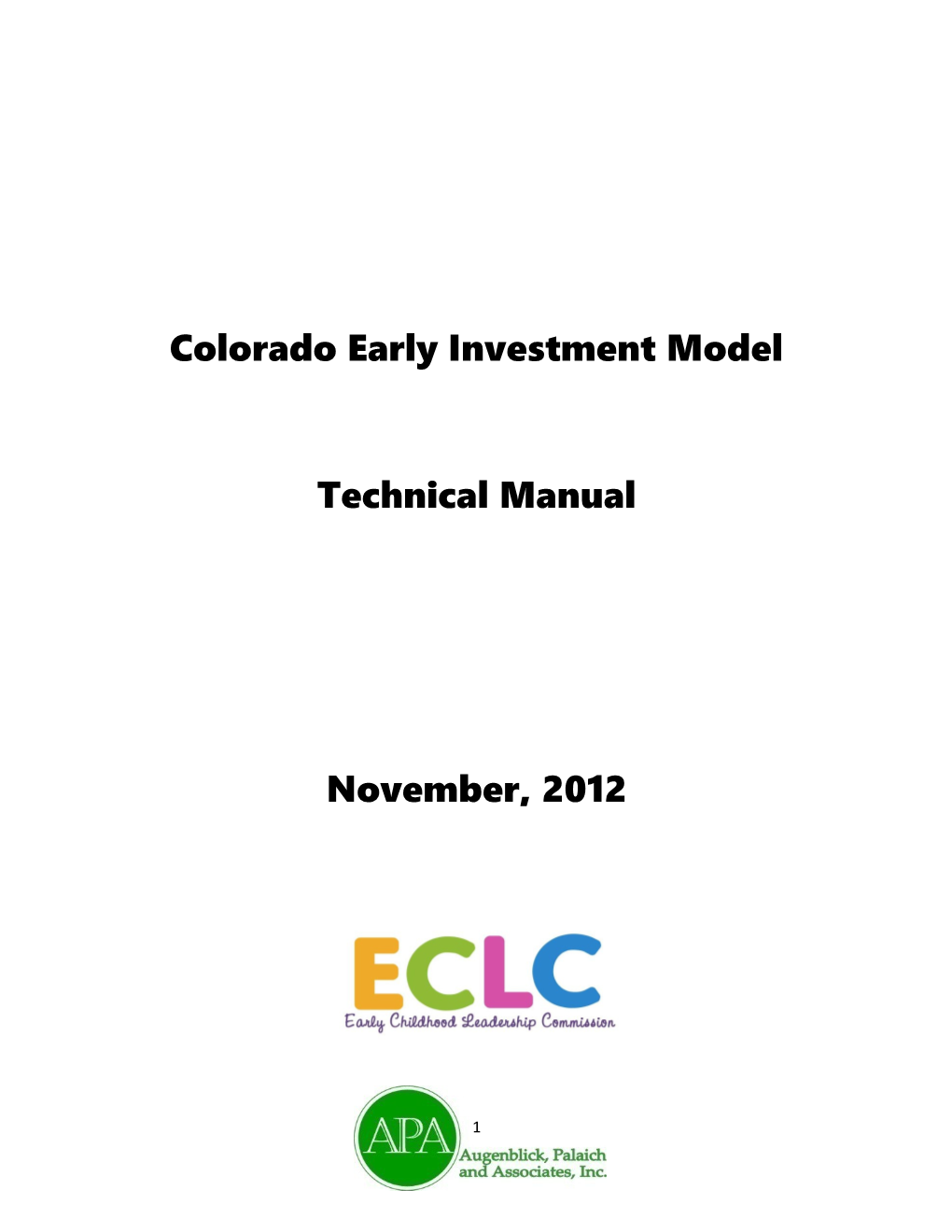 Colorado Early Childhood Cost Model