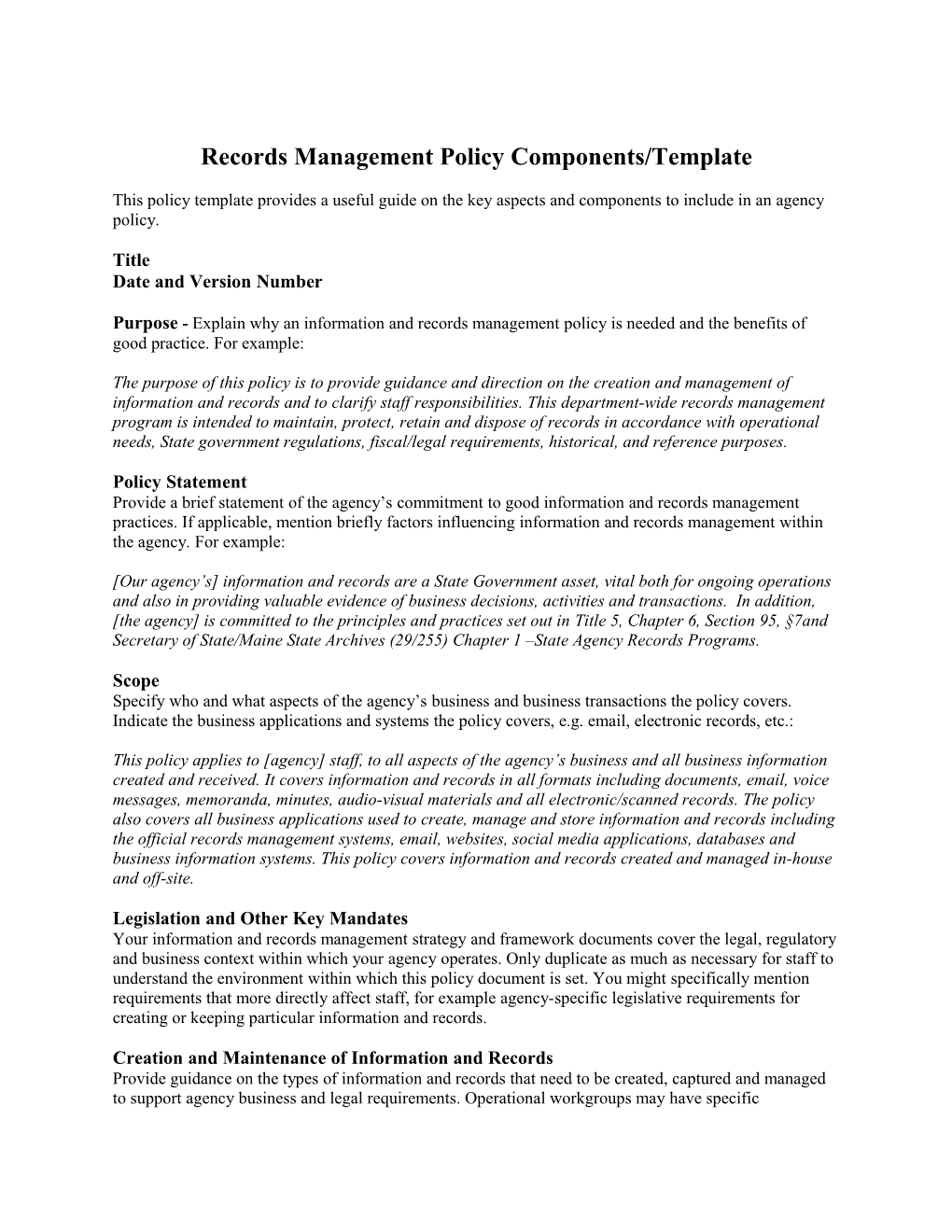 Creating a Records Management Policy