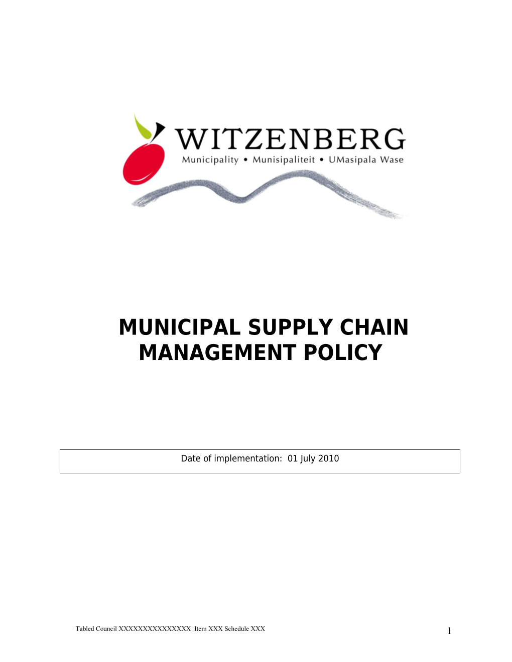 Supply Chain Management: Model Policy