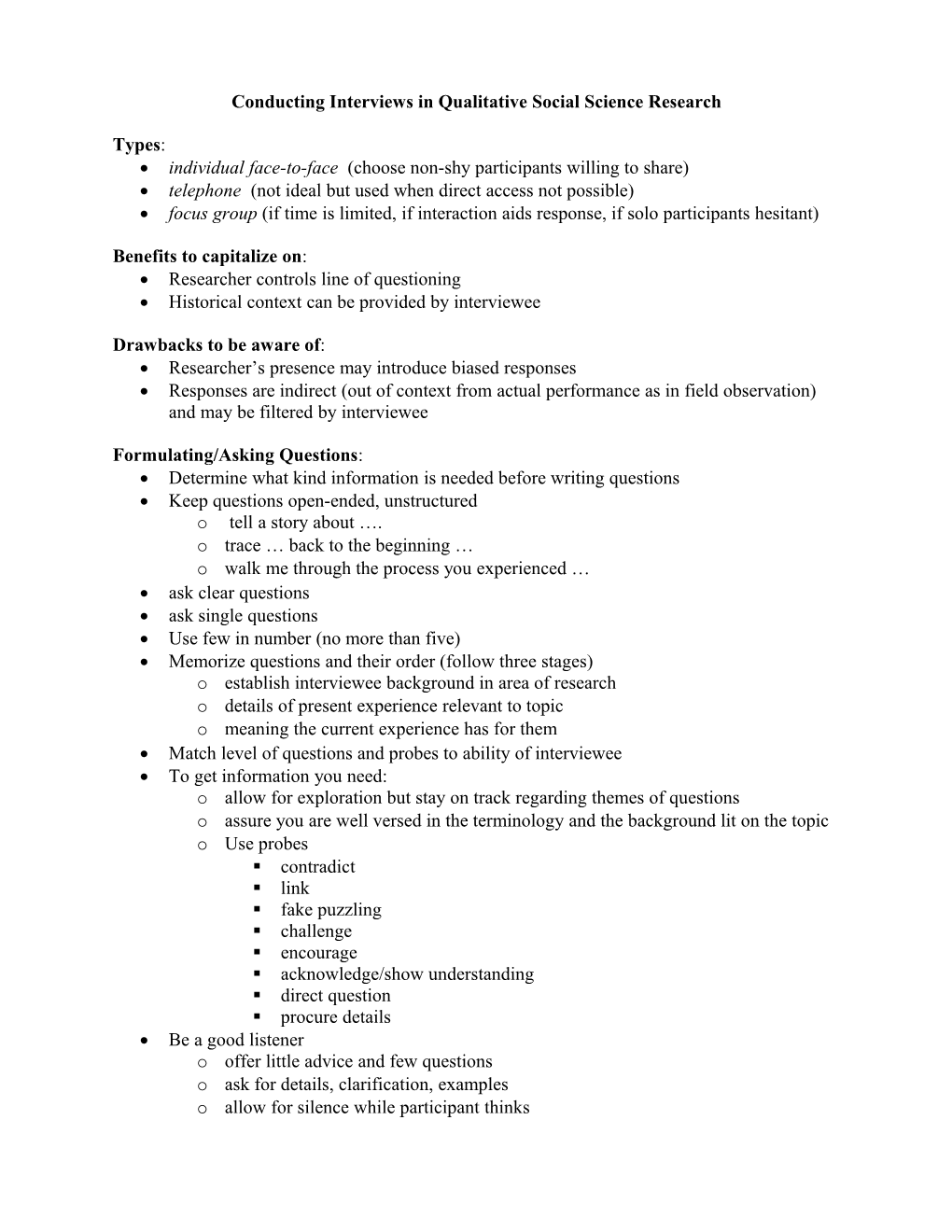 Conducting Interviews in Qualitative Social Science Research