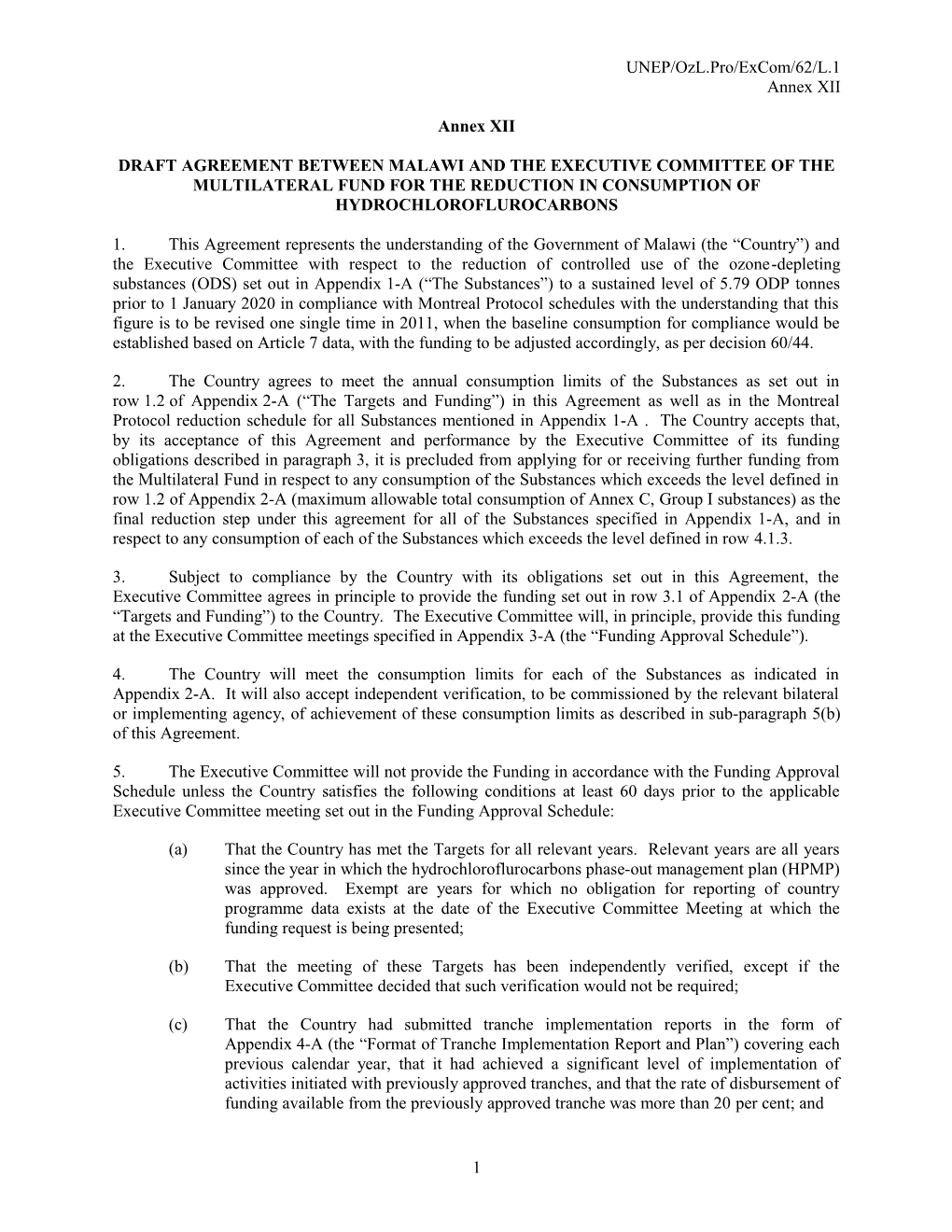 Draft Agreement - Malawi