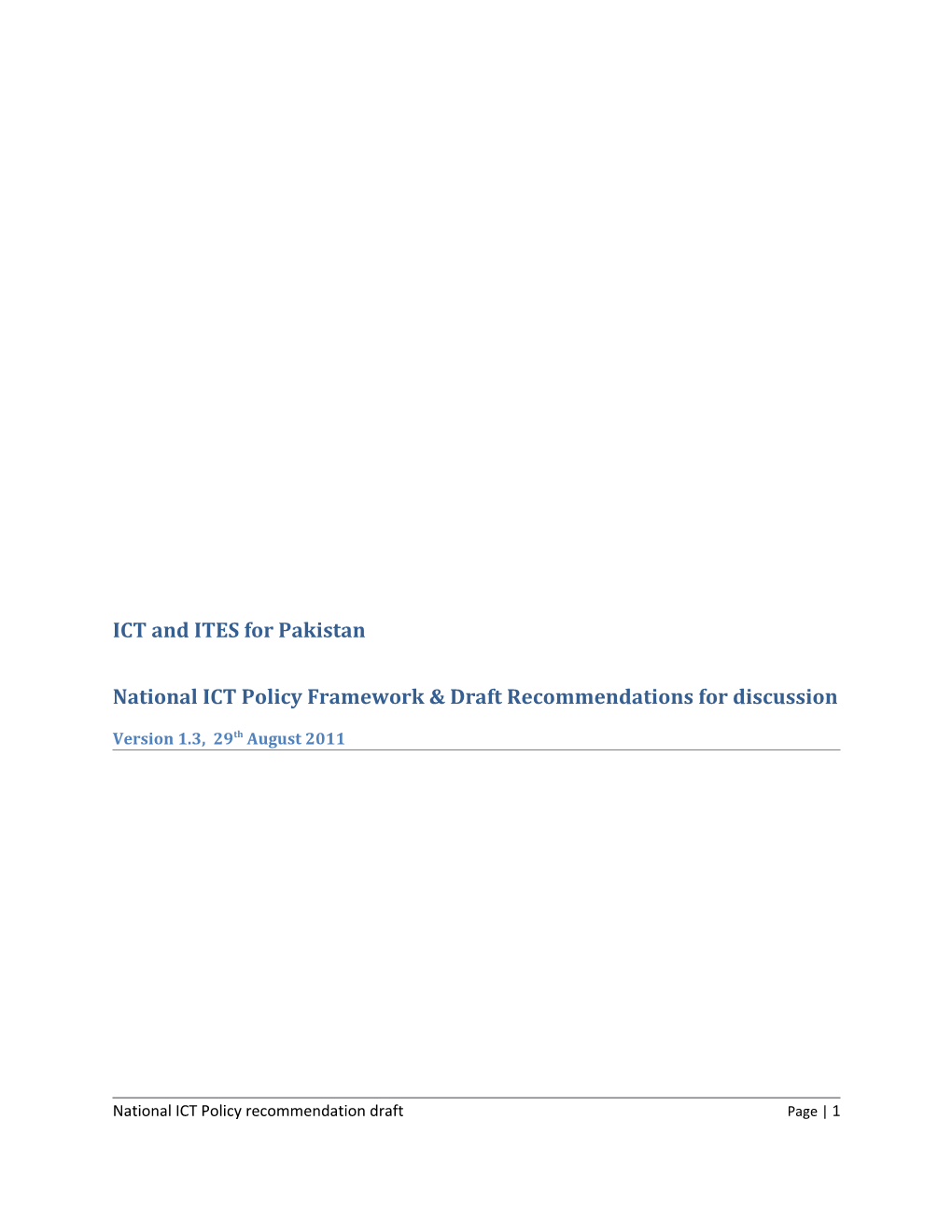 ICT and ITES for Pakistan