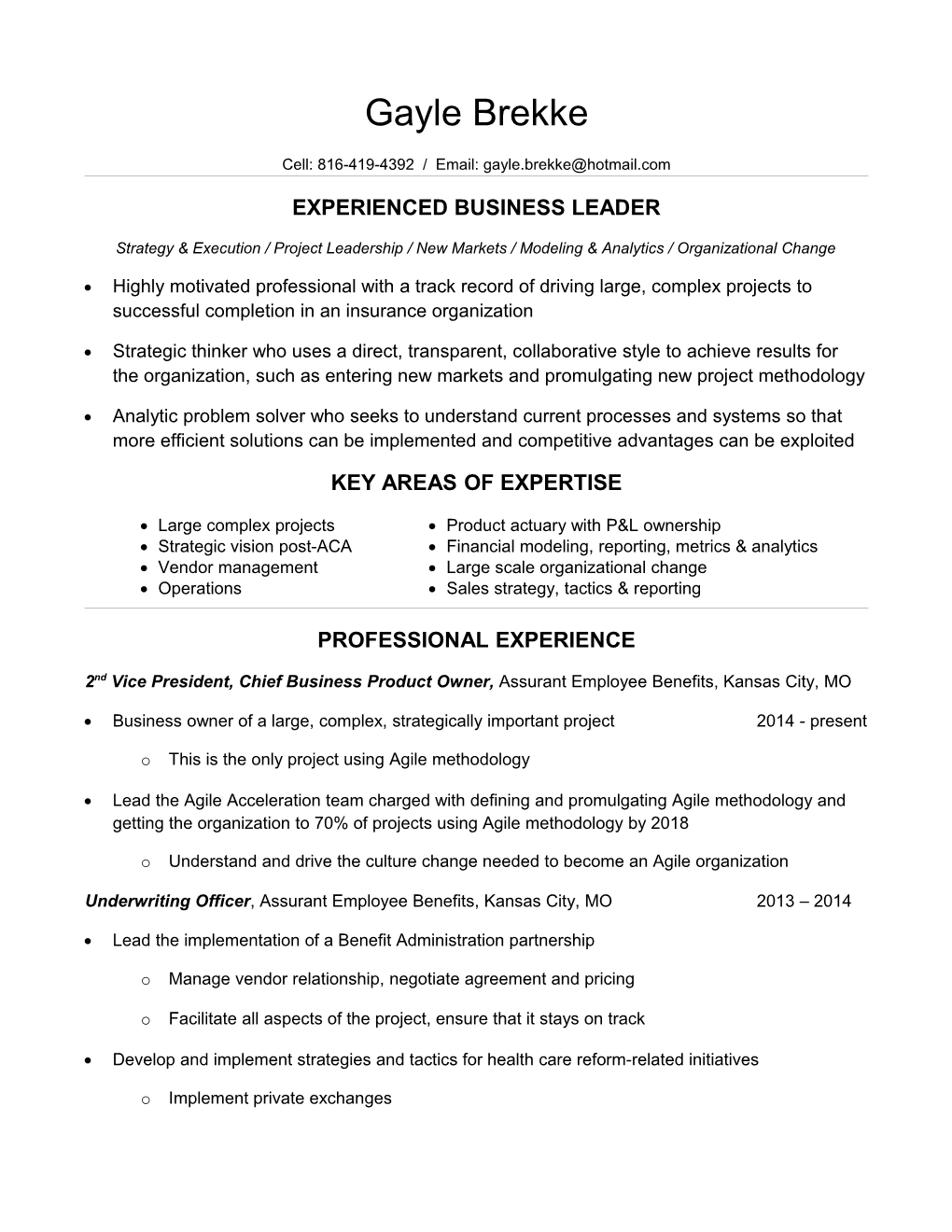 Experienced Business Leader