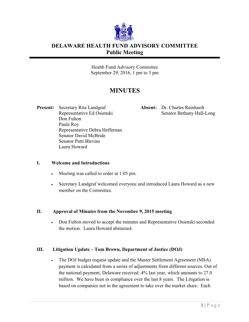 Delaware Health Fund Advisory Committee