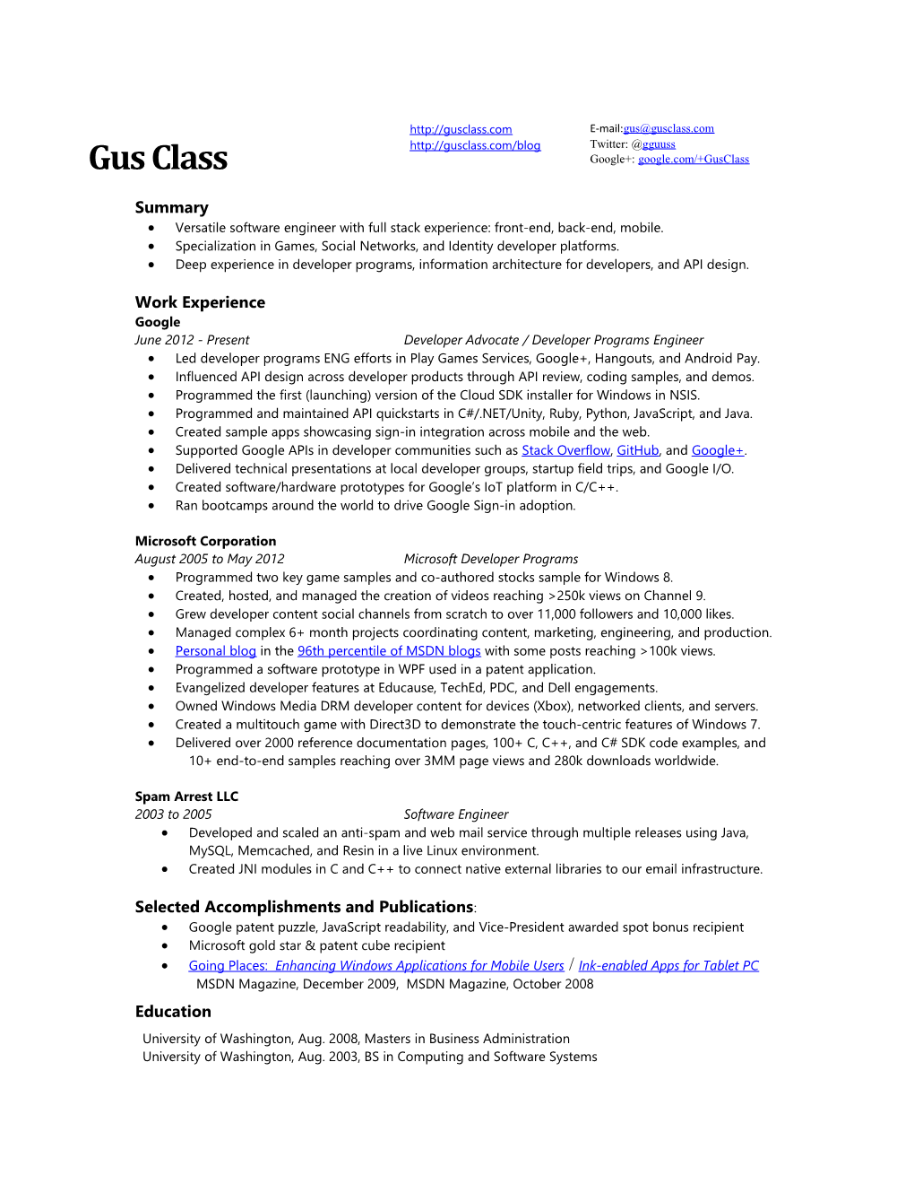 Resume Gregory Class Gguuss Gmail.Com