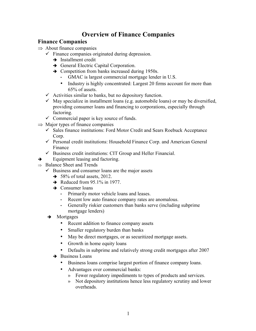 Overview of Finance Companies