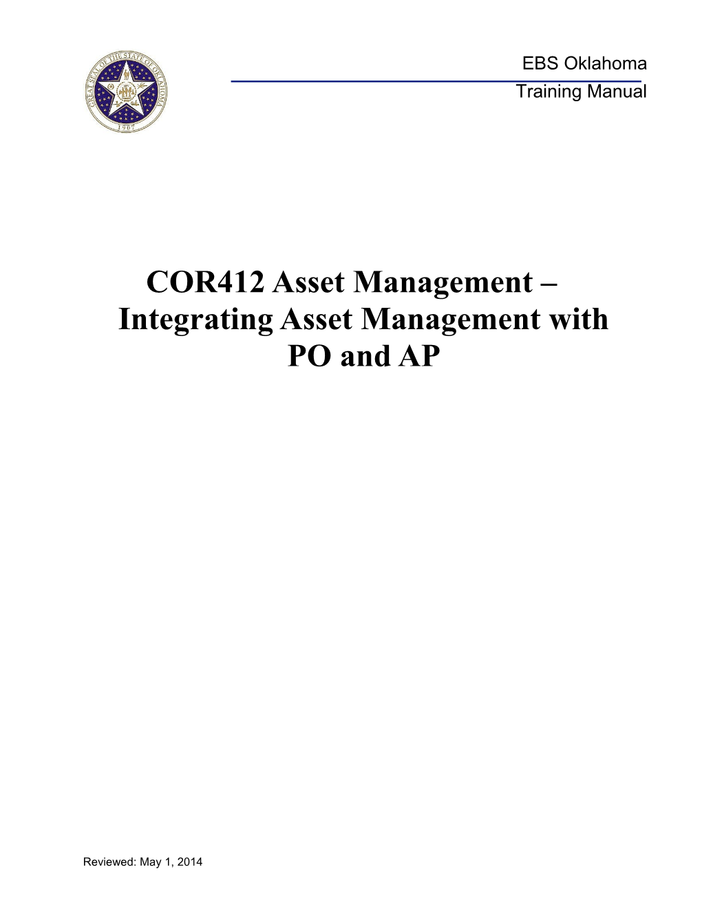 COR412 Asset Management - Integrating Asset Management with Purchase Orders and Accounts Payable