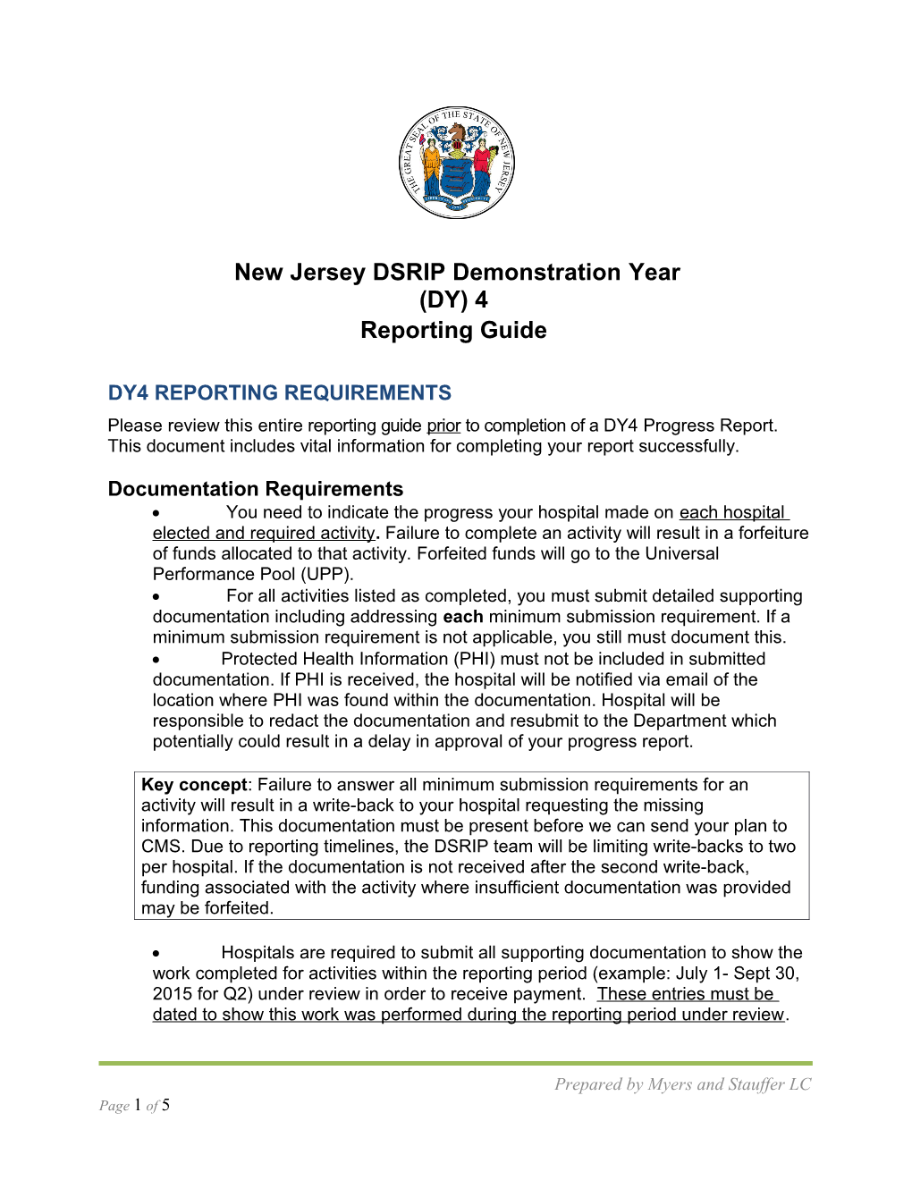 New Jersey DSRIP Demonstration Year (DY) 4
