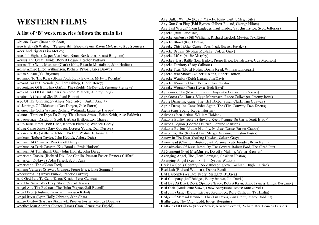 Western Double Features