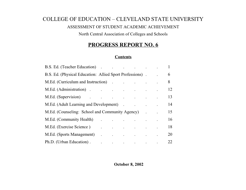 College of Education Plan