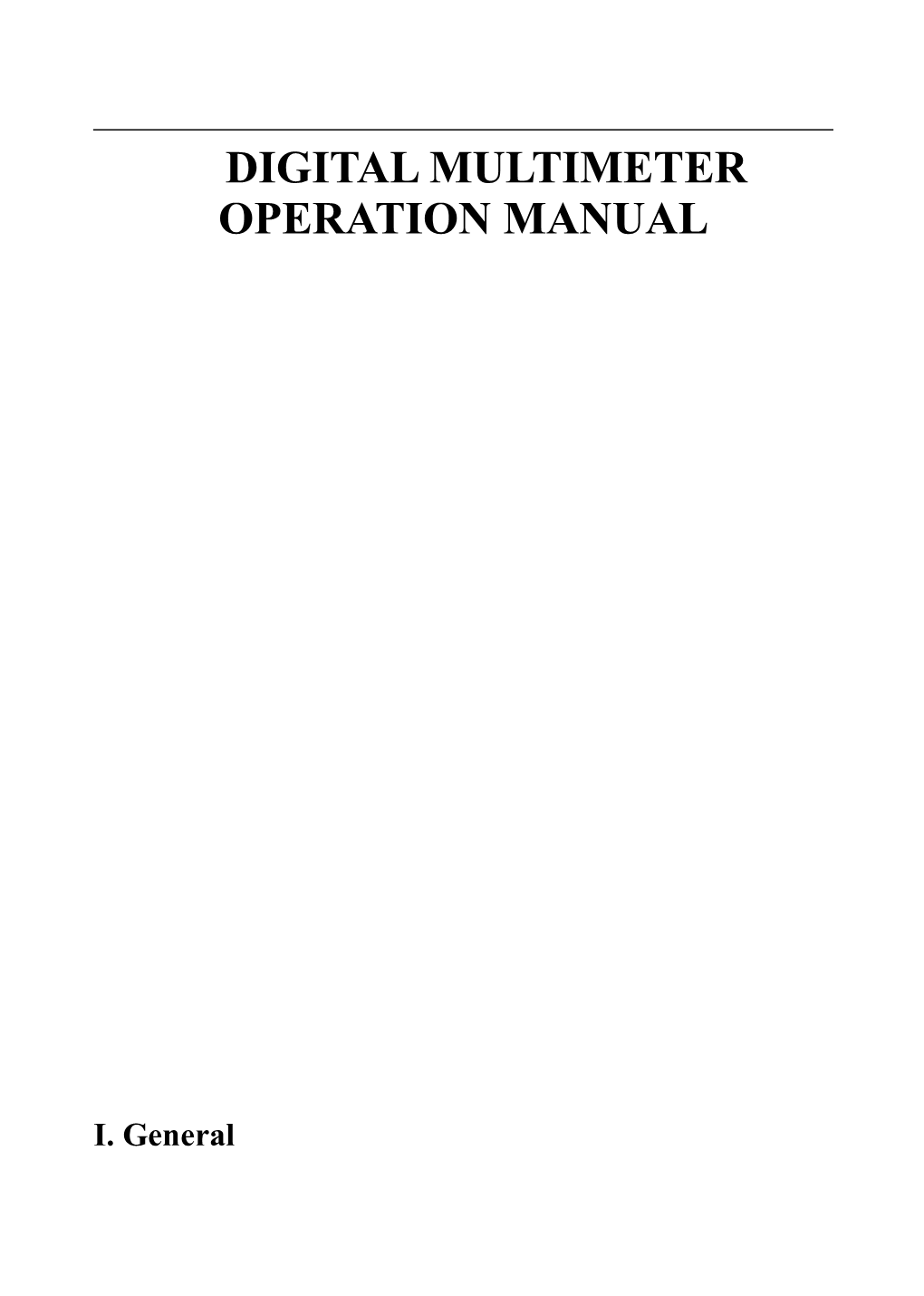 Digital Multimeter Operation Manual