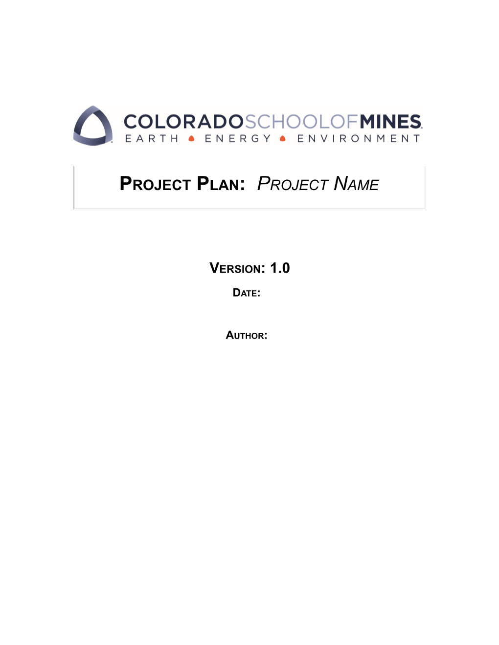 Project Plan: Project Name