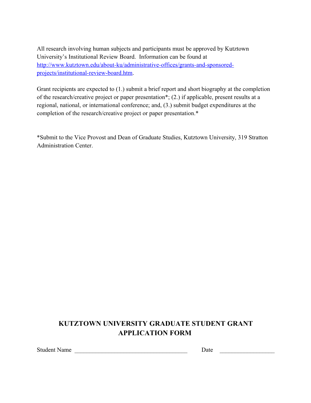 Graduate Student Grant Application Guidelines