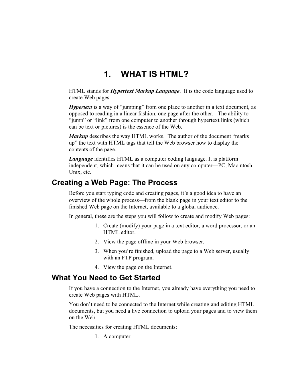 Creating a Web Page: the Process