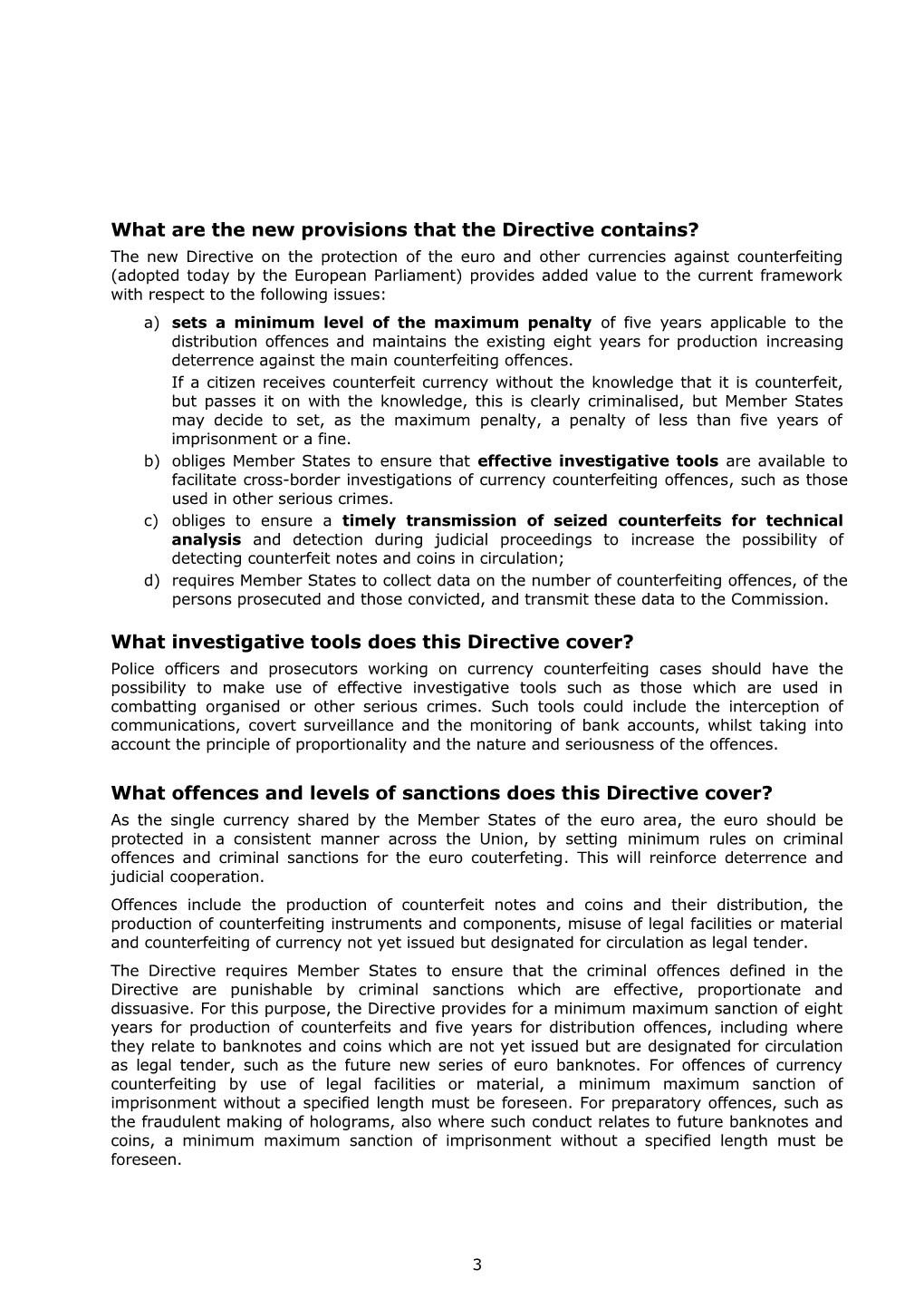 Frequently Asked Questions Protection Ofthe Euro and Other Currencies Against Counterfeiting