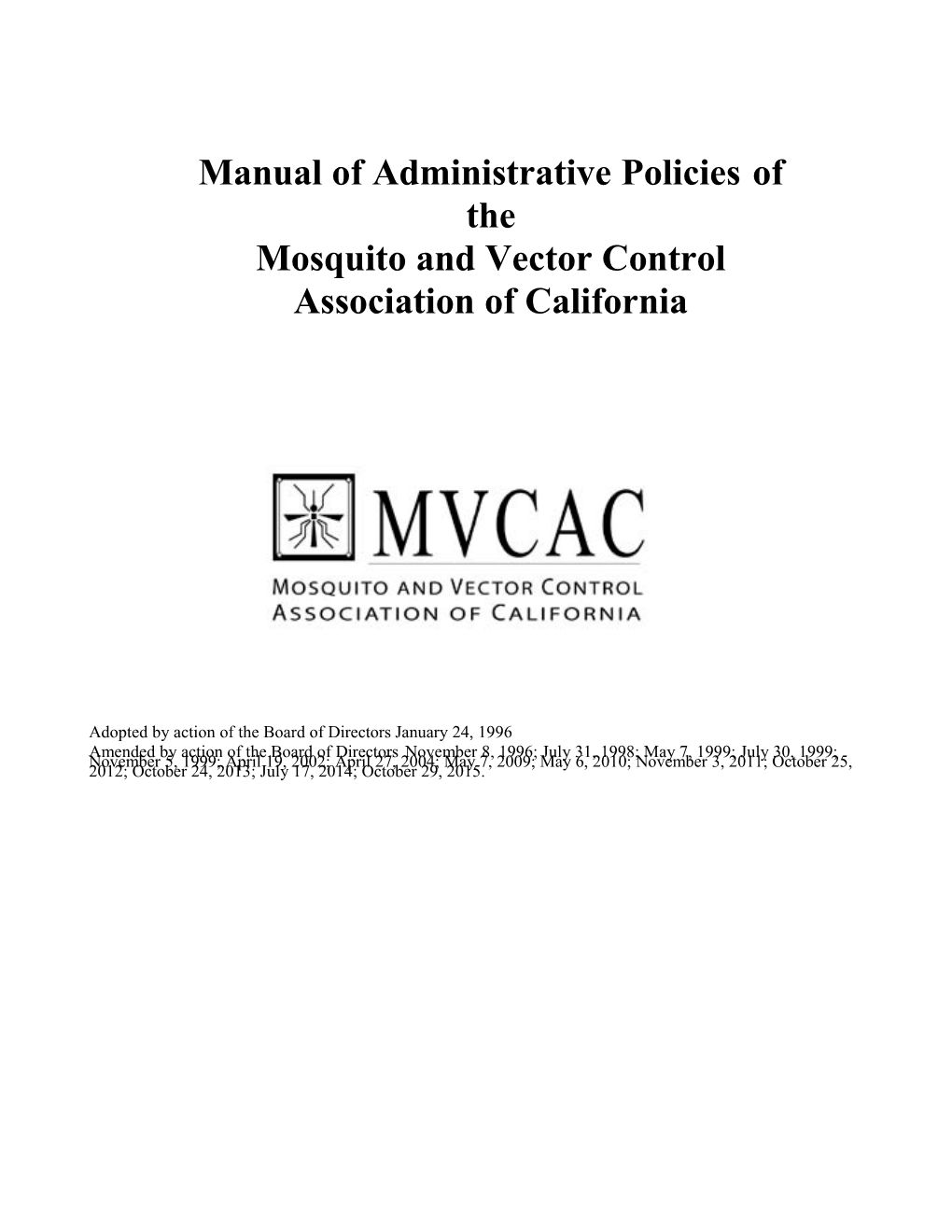 Manual of Administrative Policies